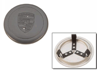 Wheel Cap "Fuchs" black/metal imbossed crest (clamp fixing) For Porsche Car